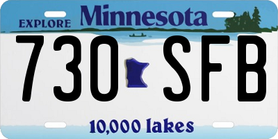 MN license plate 730SFB