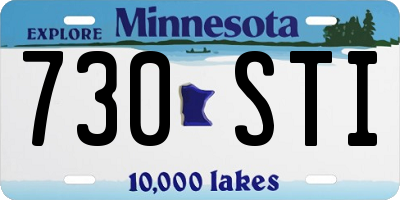 MN license plate 730STI