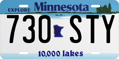 MN license plate 730STY