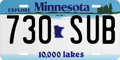 MN license plate 730SUB