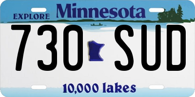 MN license plate 730SUD