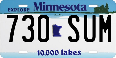 MN license plate 730SUM