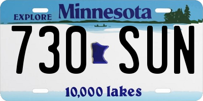 MN license plate 730SUN