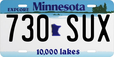 MN license plate 730SUX