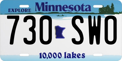 MN license plate 730SWO
