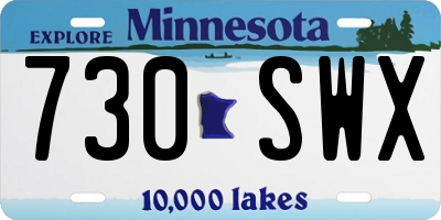 MN license plate 730SWX