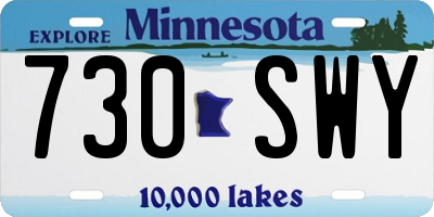 MN license plate 730SWY