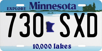 MN license plate 730SXD