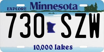 MN license plate 730SZW