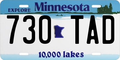 MN license plate 730TAD