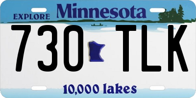 MN license plate 730TLK