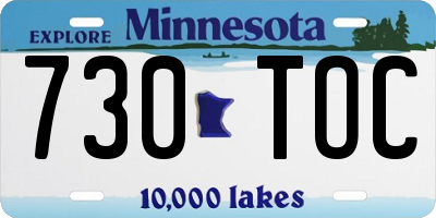 MN license plate 730TOC