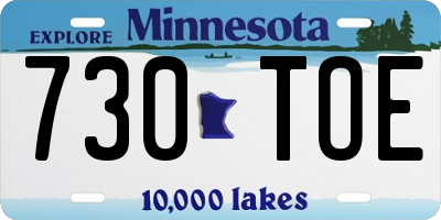 MN license plate 730TOE