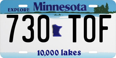 MN license plate 730TOF