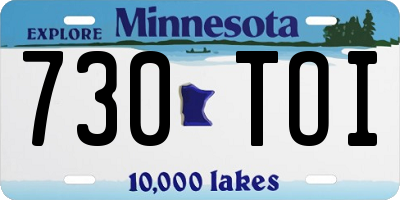 MN license plate 730TOI