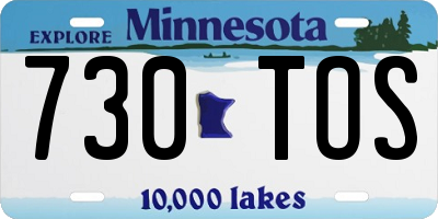 MN license plate 730TOS