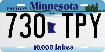MN license plate 730TPY