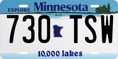 MN license plate 730TSW