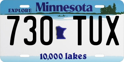 MN license plate 730TUX