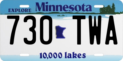 MN license plate 730TWA