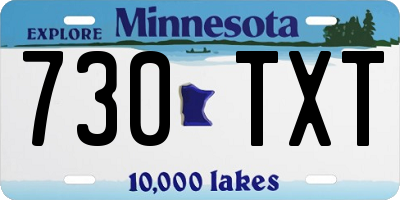 MN license plate 730TXT