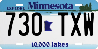 MN license plate 730TXW