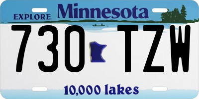 MN license plate 730TZW
