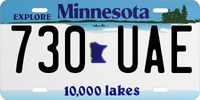 MN license plate 730UAE