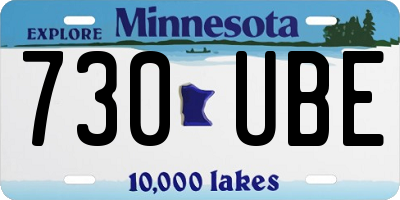 MN license plate 730UBE