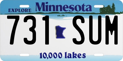 MN license plate 731SUM