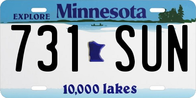 MN license plate 731SUN