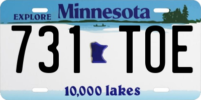 MN license plate 731TOE