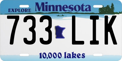 MN license plate 733LIK