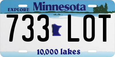 MN license plate 733LOT