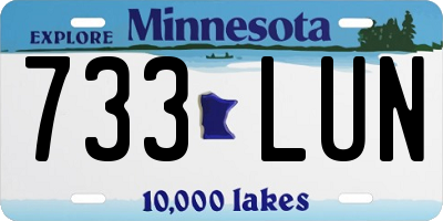 MN license plate 733LUN