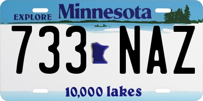 MN license plate 733NAZ