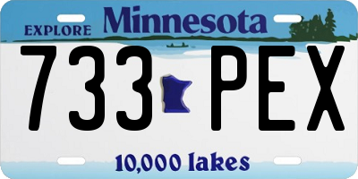 MN license plate 733PEX