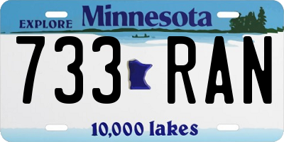 MN license plate 733RAN