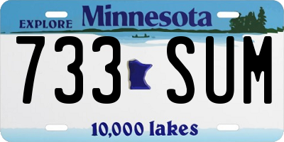 MN license plate 733SUM