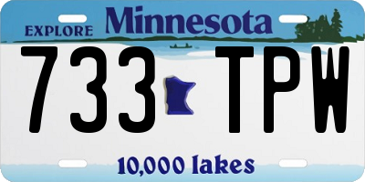 MN license plate 733TPW