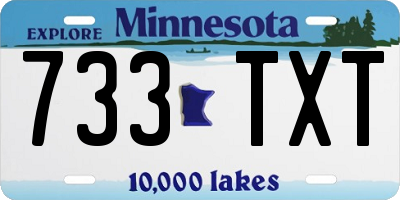 MN license plate 733TXT