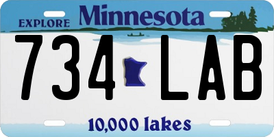 MN license plate 734LAB