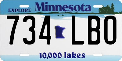 MN license plate 734LBO