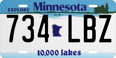 MN license plate 734LBZ