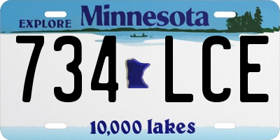 MN license plate 734LCE