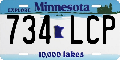 MN license plate 734LCP