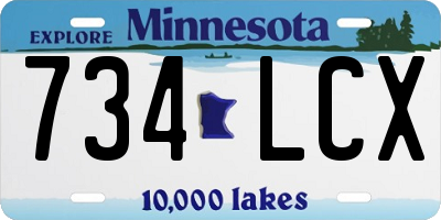 MN license plate 734LCX