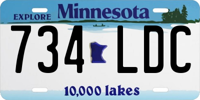 MN license plate 734LDC