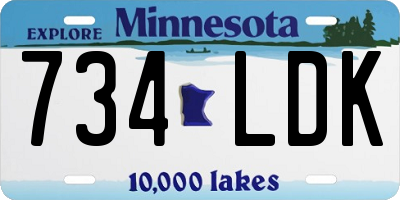 MN license plate 734LDK