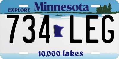 MN license plate 734LEG